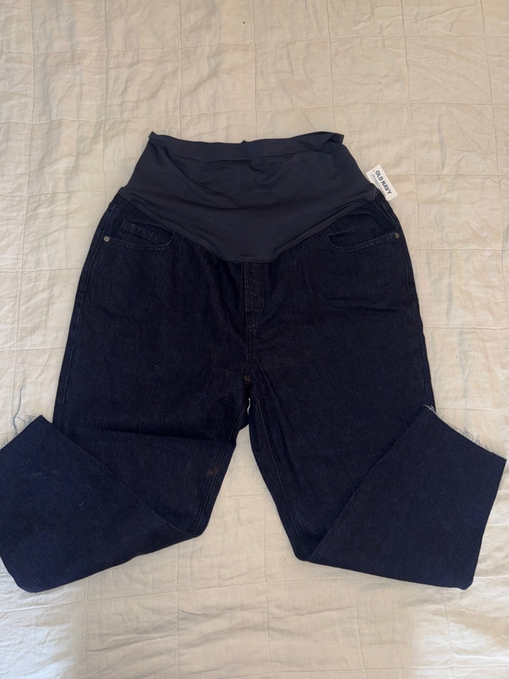 Old Navy Dark Blue Denim Maternity Jeans with Black Belly Panel